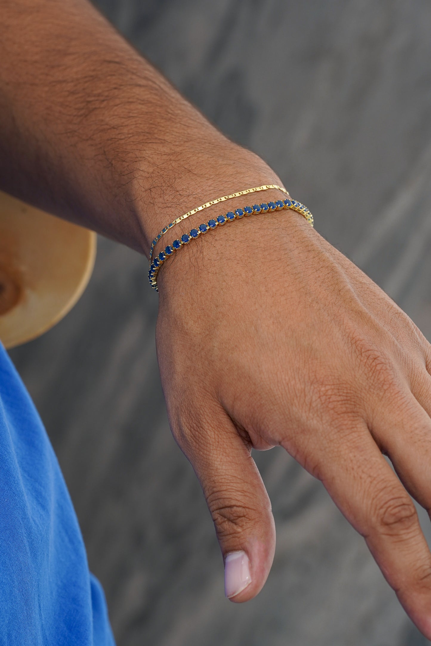 Pulsera Circonias Azul Unisex 16 Cms + Extensor