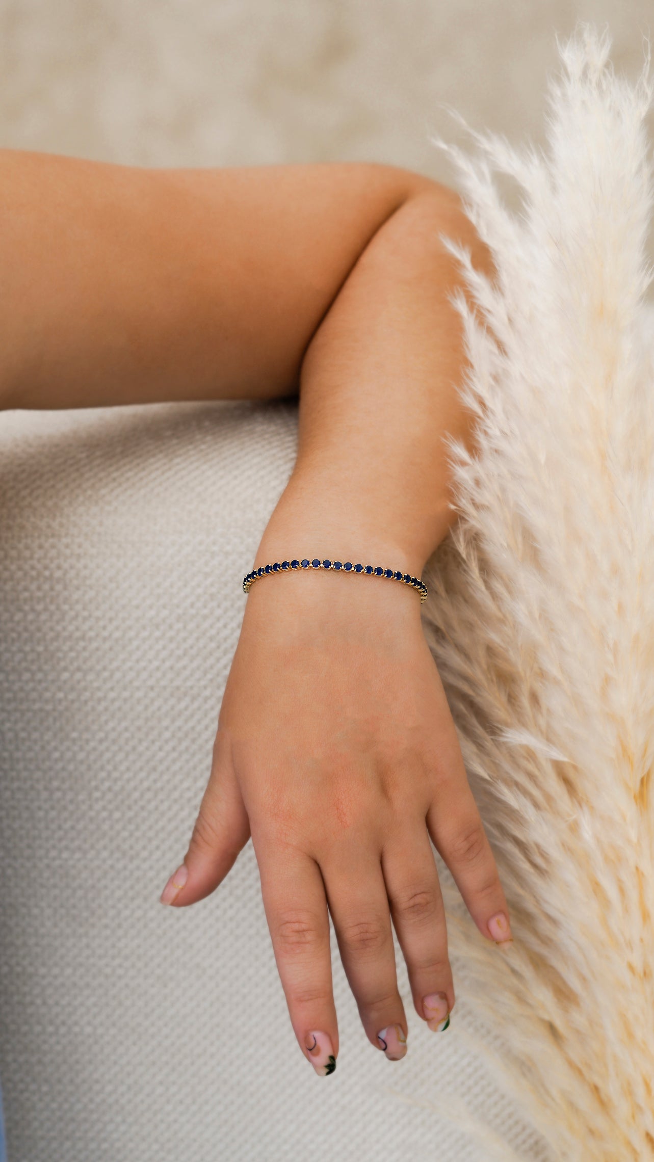 Pulsera Circonias Azul Unisex 16 Cms + Extensor