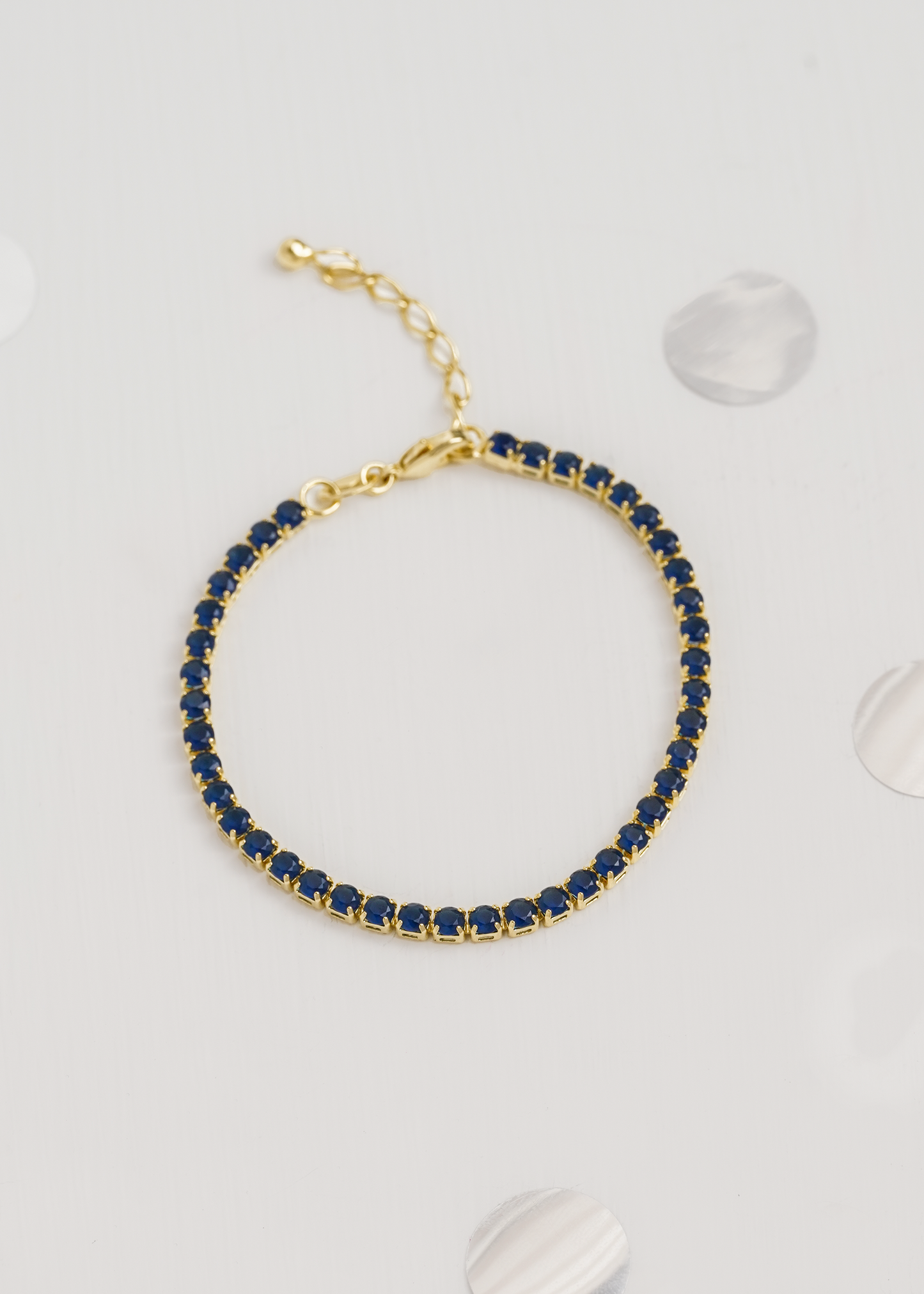 Pulsera Circonias Azul Unisex 16 Cms + Extensor