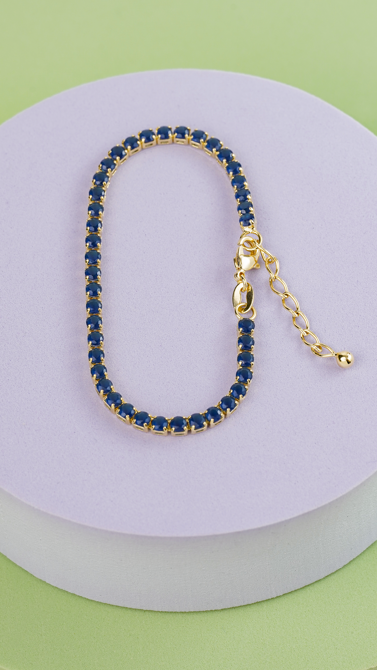 Pulsera Circonias Azul Unisex 16 Cms + Extensor