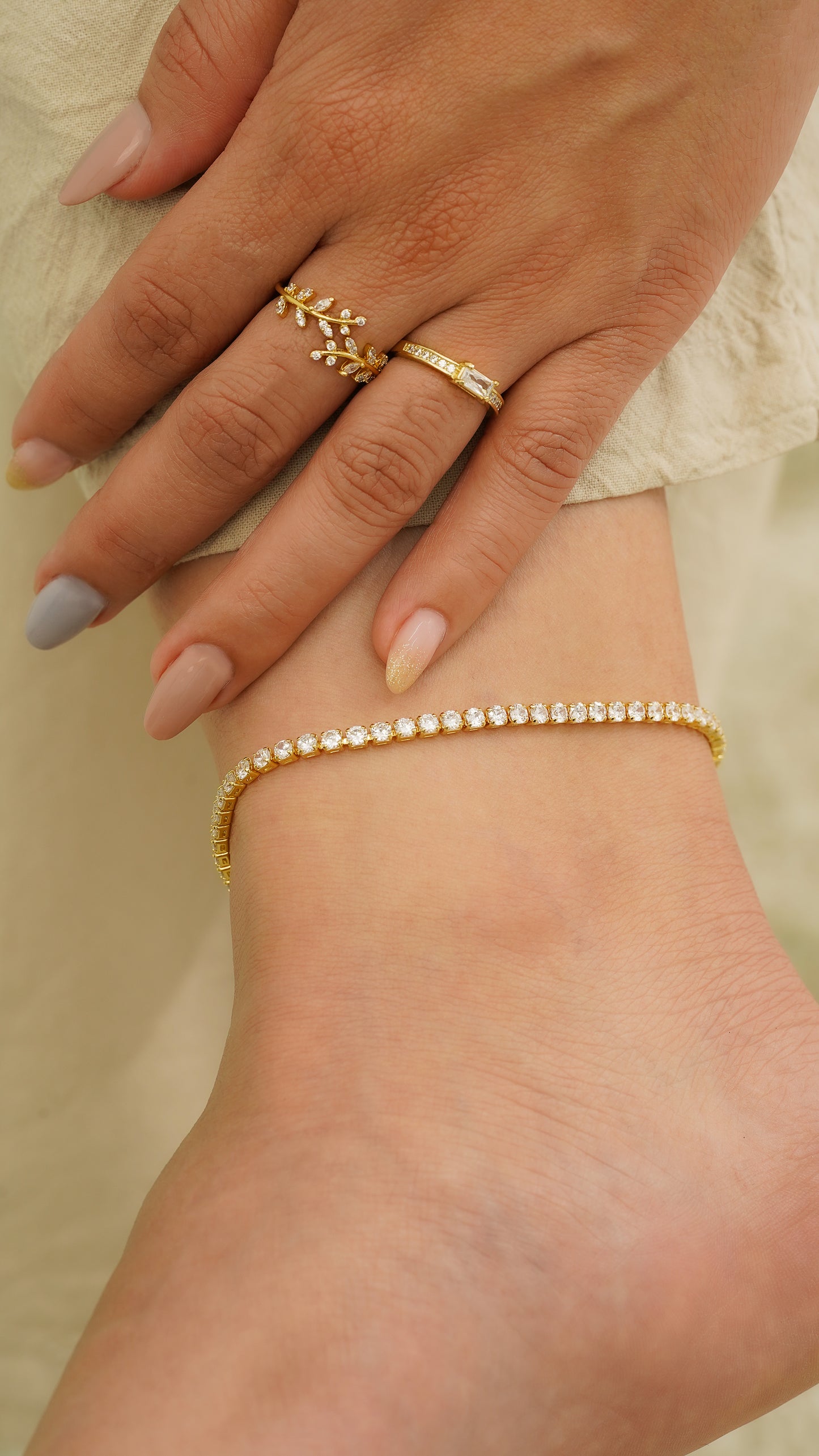 Tobillera Circonias Unisex 22 Cms + Extensor