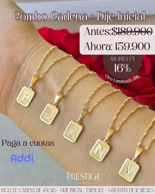 Cadena Singapur y Dije con Inicial