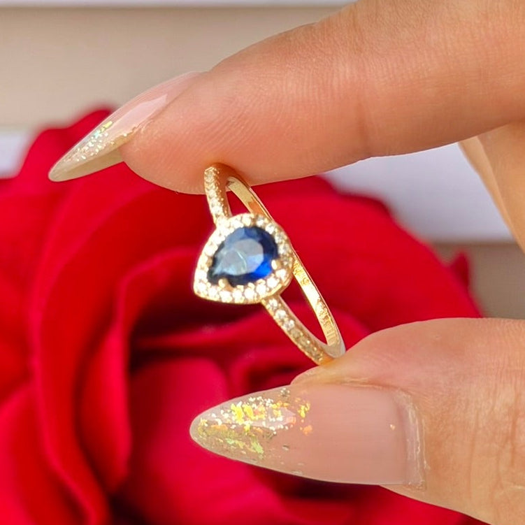 ANILLO GOTA AZUL CIRCON