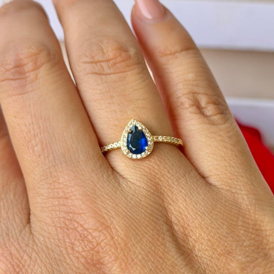 ANILLO GOTA AZUL CIRCON