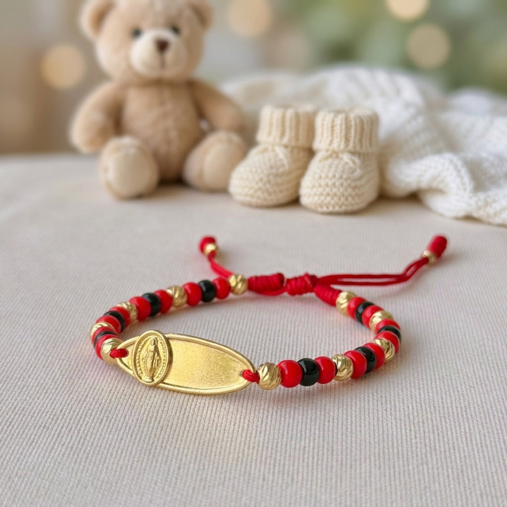 Gracia Divina – Pulsera Virgen Milagrosa Personalizada para Bebé