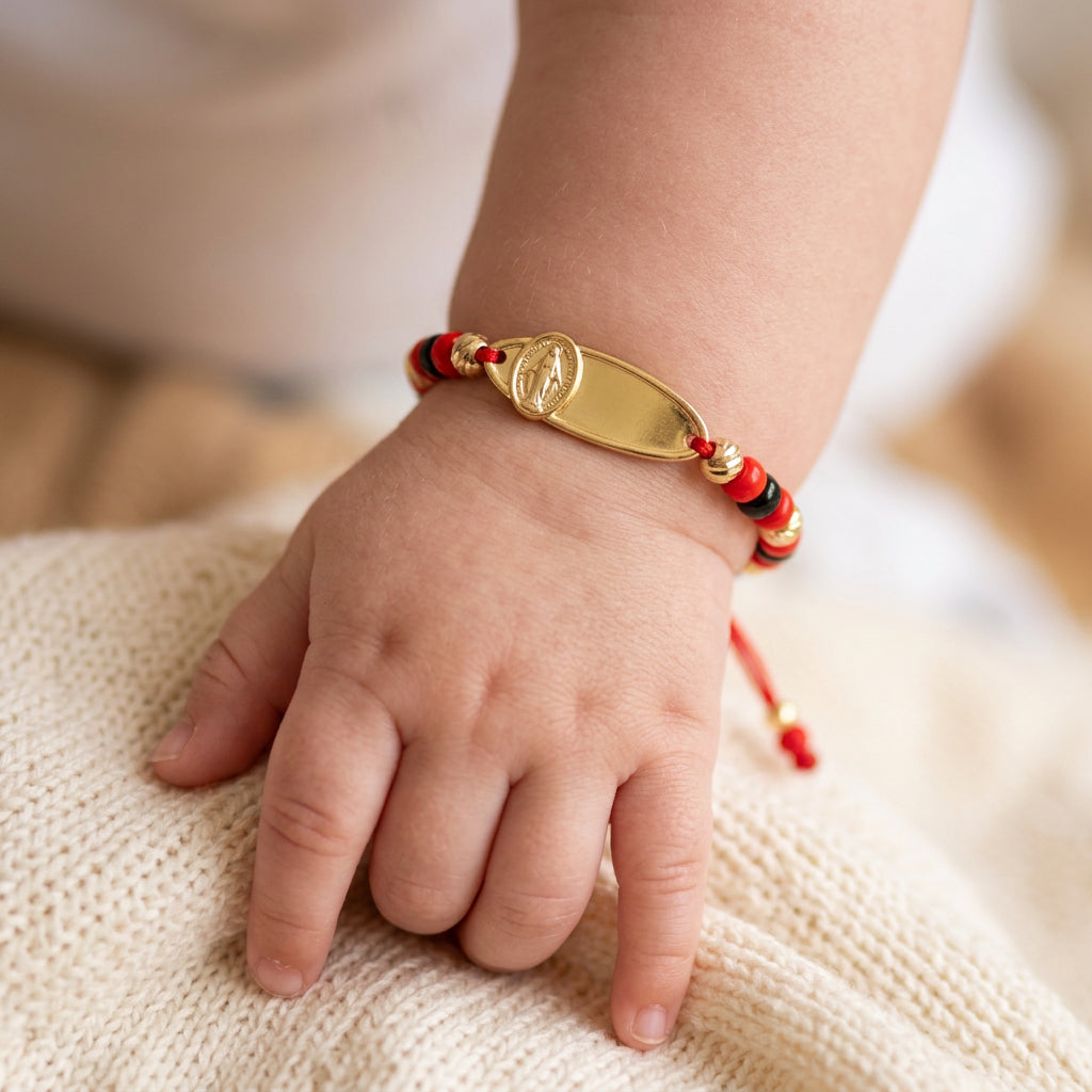 Gracia Divina – Pulsera Virgen Milagrosa Personalizada para Bebé