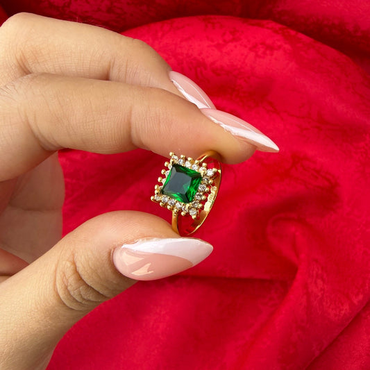 ANILLO CUADRADO PIEDRA BORDE CIRCON