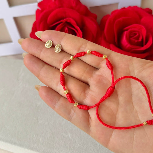 Combo Pulsera 7 nudos  + Aretes Milagrosa