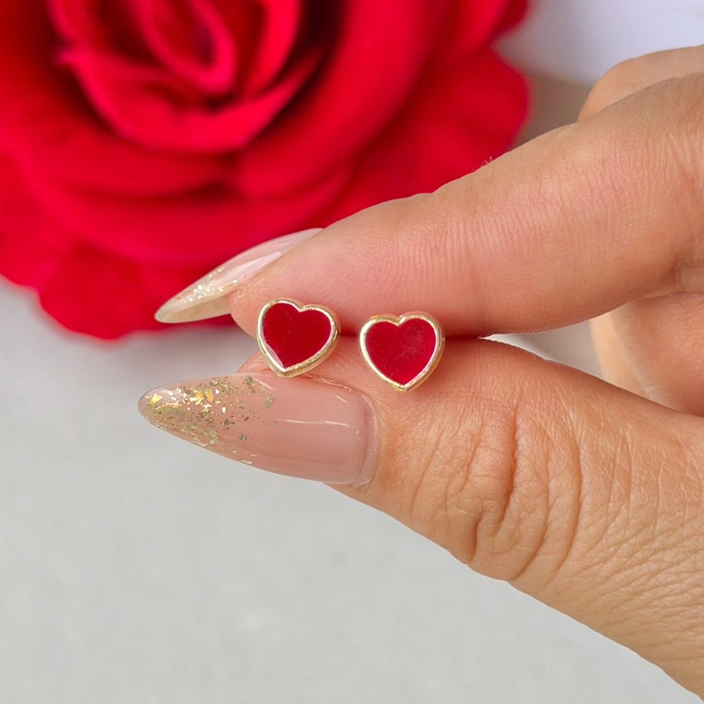 TOPO CORAZON ESMALTADO ROJO CON ROSCA DE SEGURIDAD