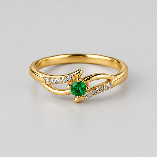 ANILLO PIEDRA VERDE HOJAS DOBLE