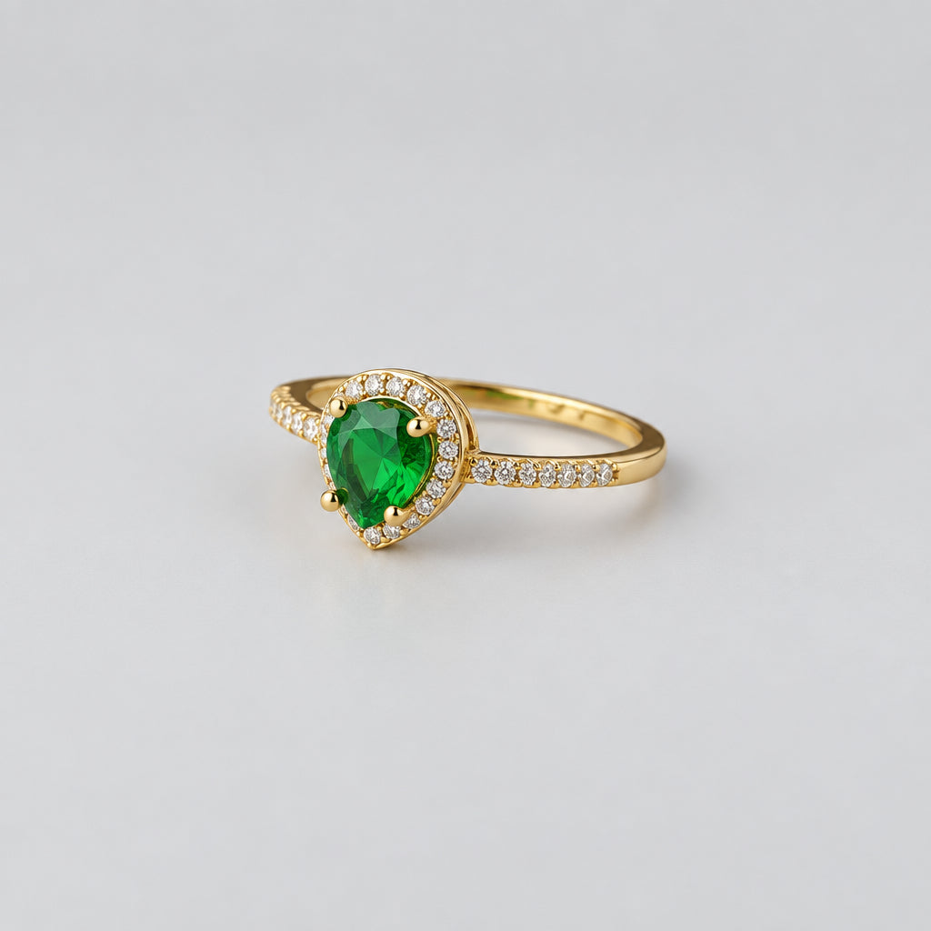 ANILLO GOTA CIRCON VERDE