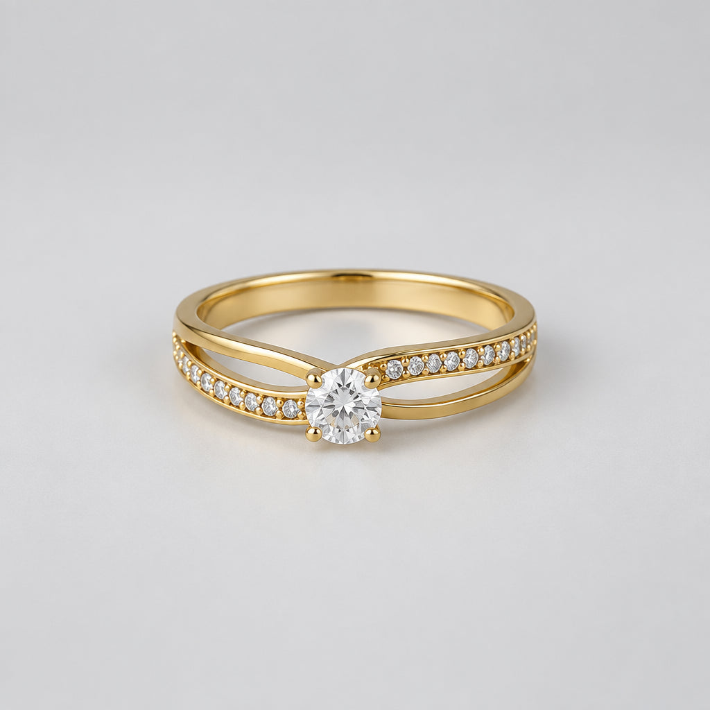 ANILLO SOLITARIO OLA LISO CIRCON