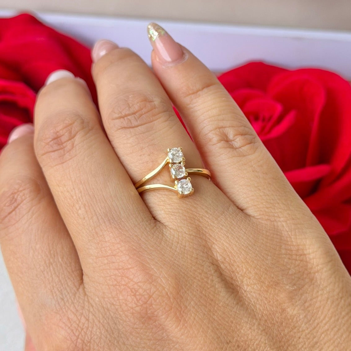 ANILLO 3 PIEDRAS CUADRADAS