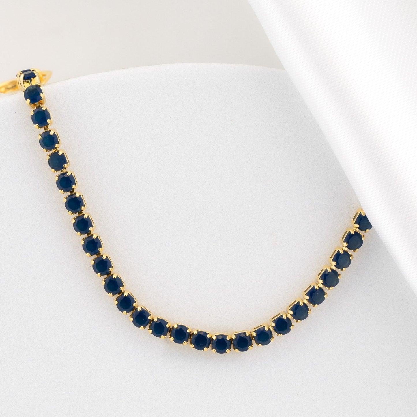 Pulsera Circonias Azul Unisex 16 Cms + Extensor
